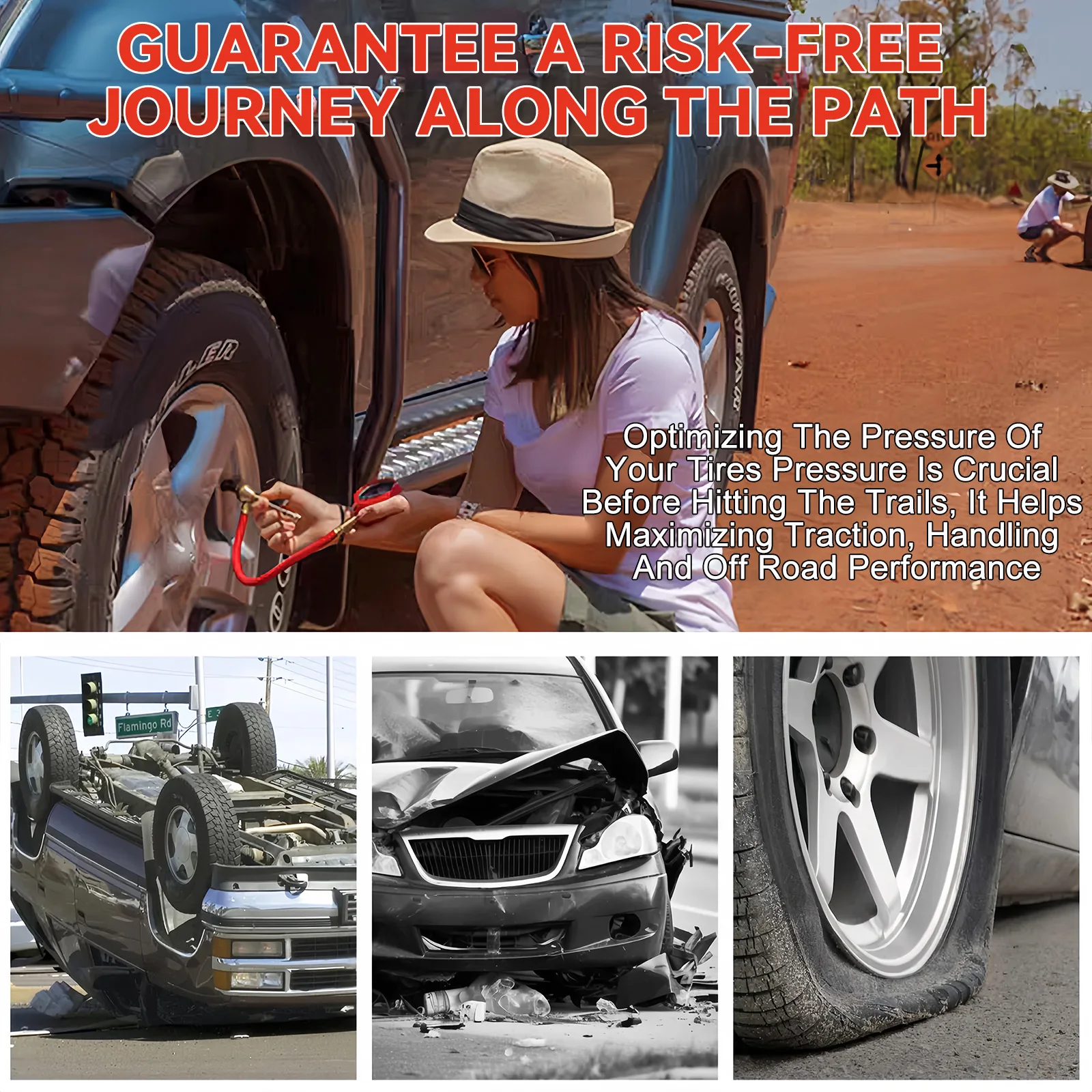 مجموعة أدوات تفريغ الإطارات من RapidFlow 0-60 رطل لكل بوصة مربعة بمقياس مزدوج لقياس ضغط الهواء لشاحنة جيب ATV SUV إلخ ملحقات الطرق الوعرة 4x4