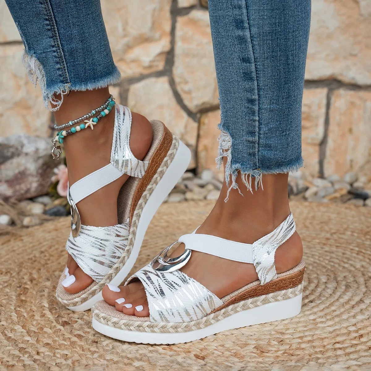 2026 Summer New Women Wedges Sandals  Snake Print Platform Sandals Gladiator Shoes Woman Comfort Casual Med High Heels Sandals