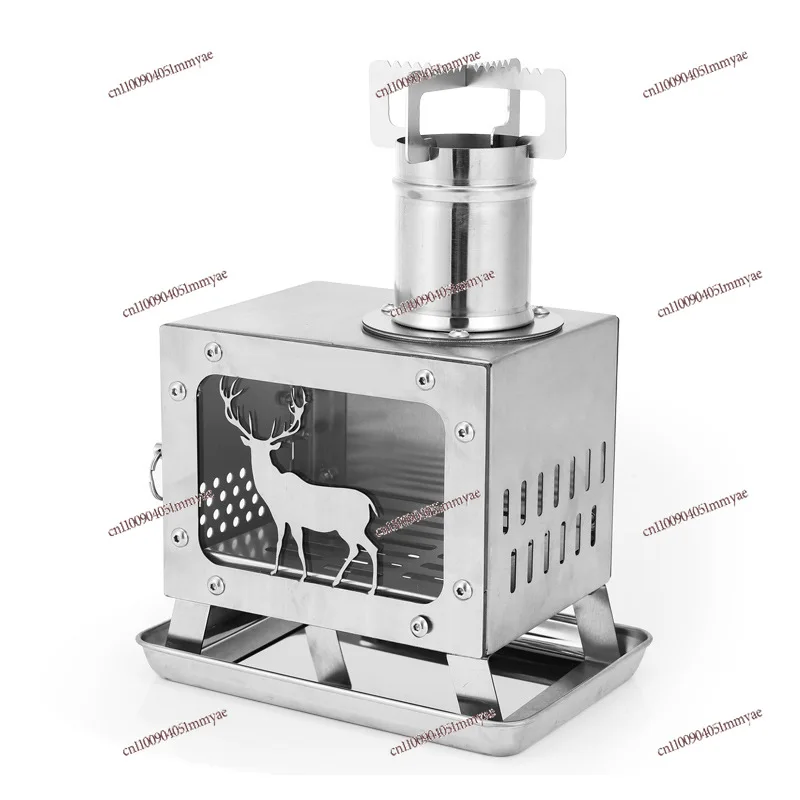 Outdoor Glass Stove Picnic Camping Charcoal Firewood Fire Stainless Steel Portable Multifunctional
