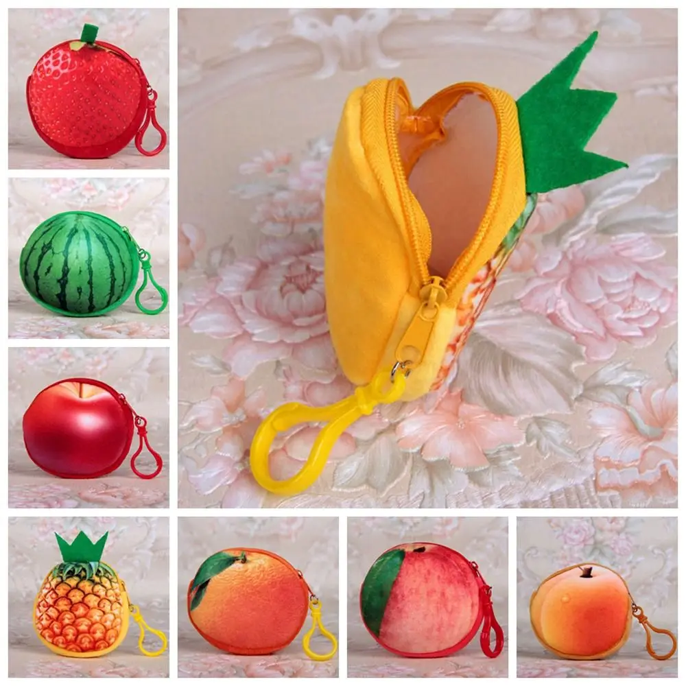 Fashion Watermelon Fruit Coin Purse Peach Huangtao Strawberry Card Holder Multi-function Zipper Wallet Shopping