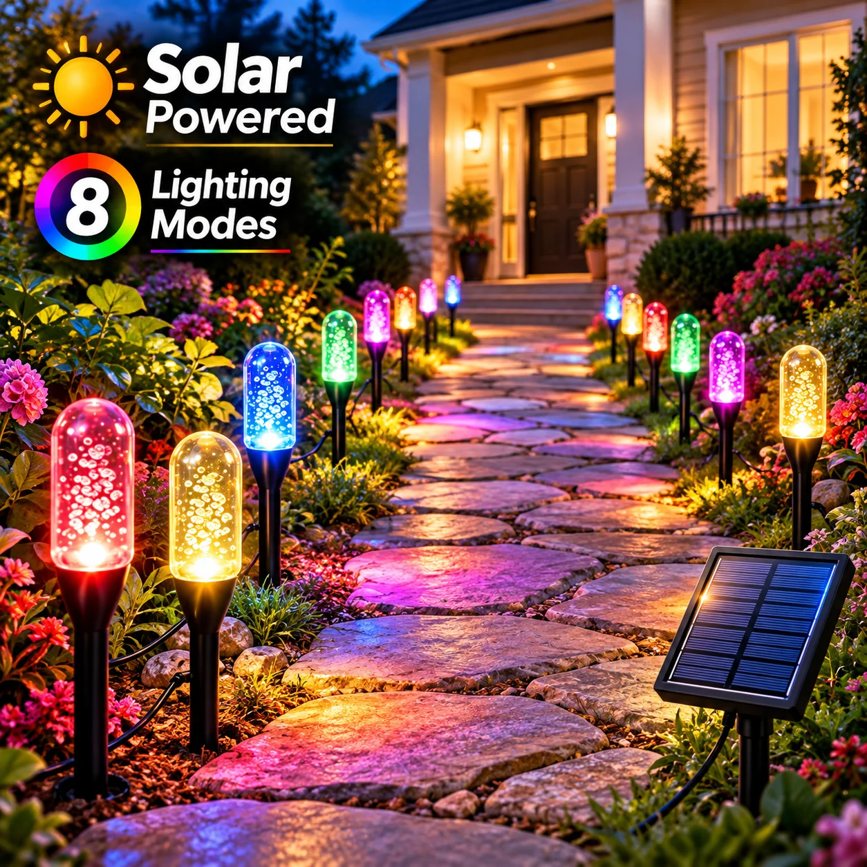 Garden Lights Solar Bubble Stake Wand Lights 2.8M/10LED 5M/20LED Auto On for Pathway Yard Lawn Patio Party Holiday Decor