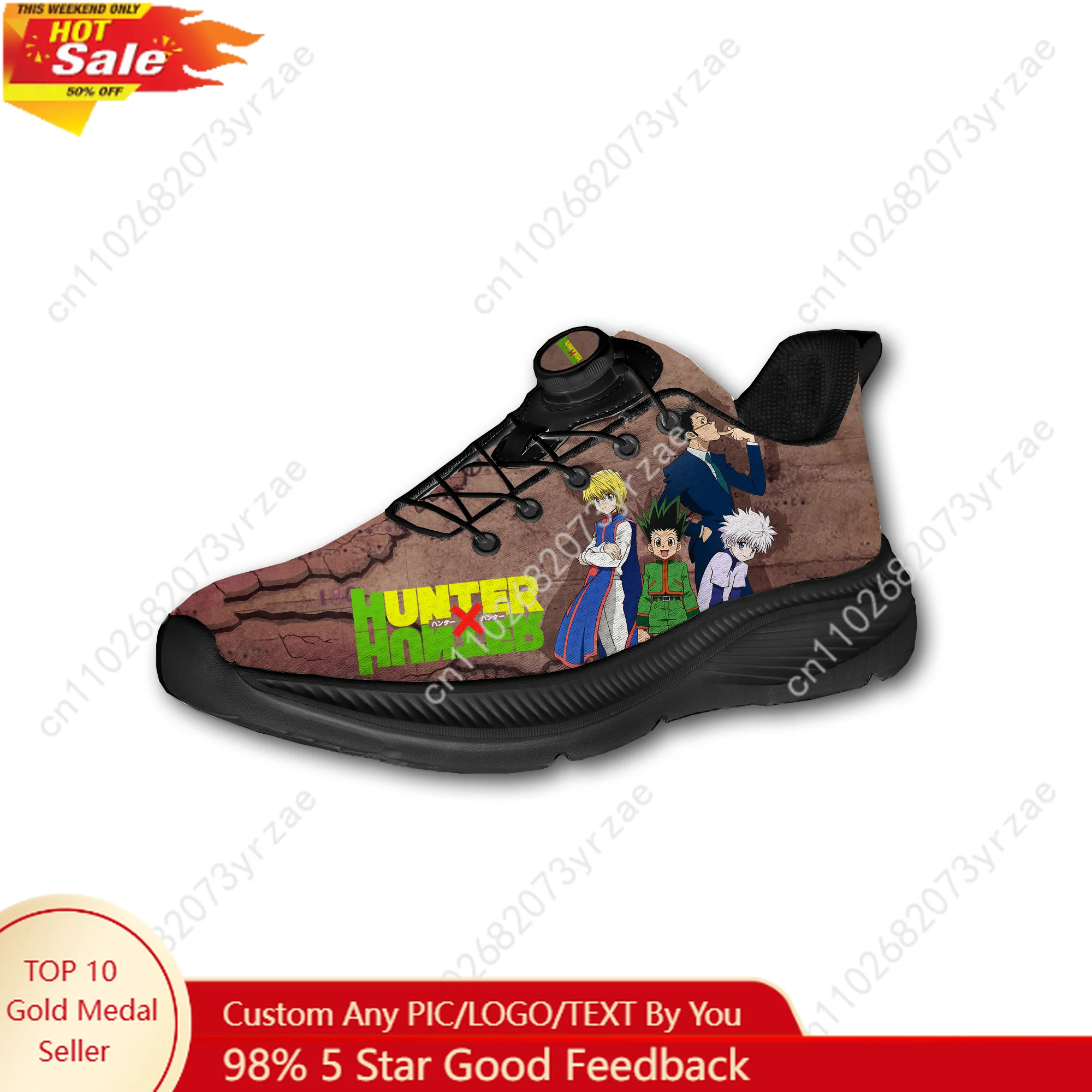 

Hunter x Hunter Sneakers Mens Womens Walking Shoes Laceless Rotating Button Sports Shoe High Quality Lightweight Custom Sneaker