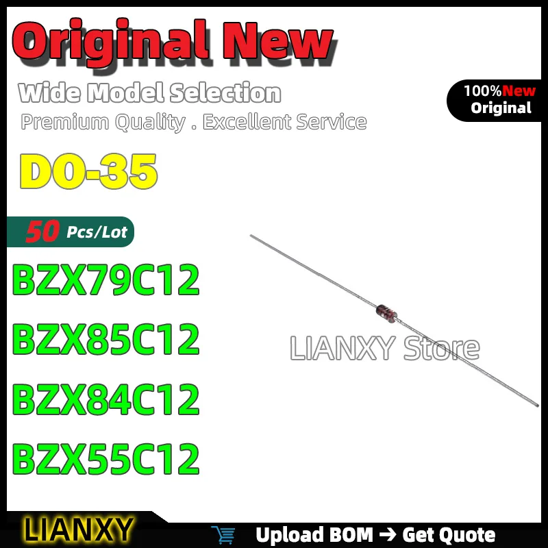 50pcs DO-35 BZX79C12 BZX85C12 BZX84C12 BZX55C12 Zener diode New Original