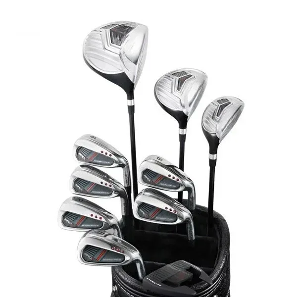 Men's Right Hand Complete Golf Set With Black/Red Stand Bag for Great Feedback and Feel.