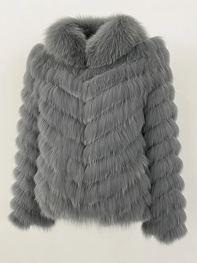 

2025 New Winter Women Hot Sales Clothing Long Sleeve Luxury Streetwear Real Fox Fur Jacket Fashion Thick Warm Real Fur Coat