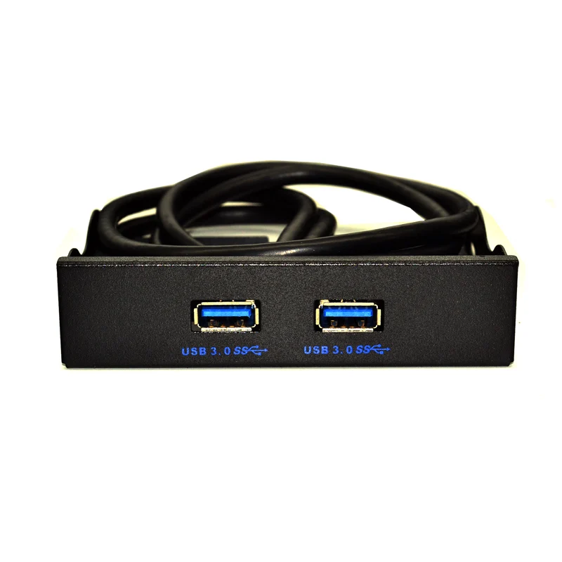 NEW USB3.0 Front Panel 19 Pin to 2 Port USB 3.0 Metal Bracket 3.5 inch USB Hub Expansion Cable Adapter for PC Desktop Floppy Bay