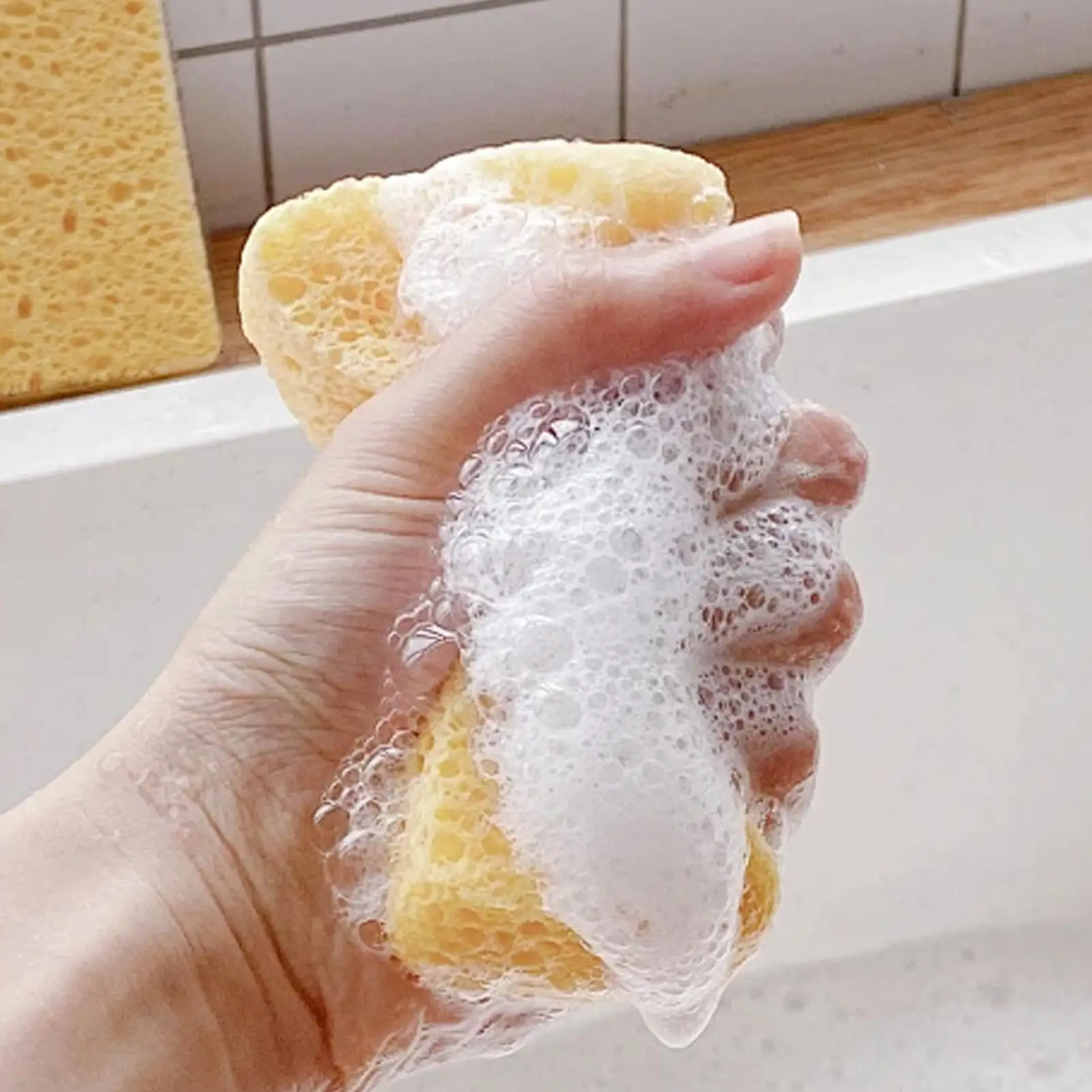 

Подвесная губка из древесной массы, кухонная посудомоечная плита, хлопковая губка из древесной массы для чистки столешниц