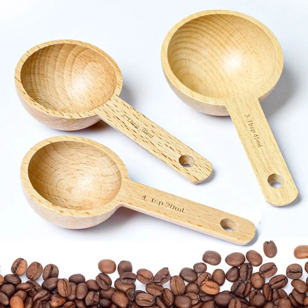 Beech/Walnut Wooden Measuring Spoon 7.5/10/15/20/30/45ML Multipurpose Kitchen Soup Spoons Coffee Tea Sugar Spice Spoon Tea
