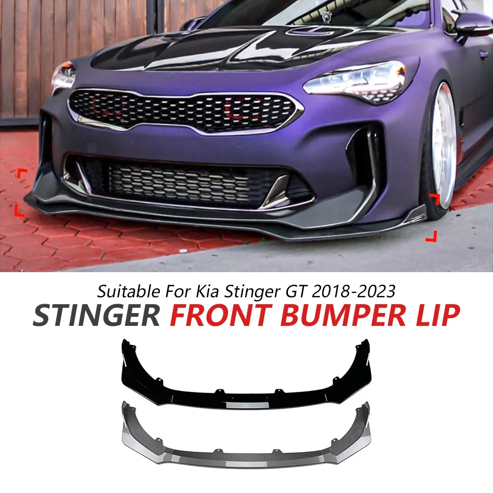 

Front Bumper Lip For Kia Stinger GT 2018-2023 Glossy Black Bumper Lip Spoiler Front Lip Accessories Car Update