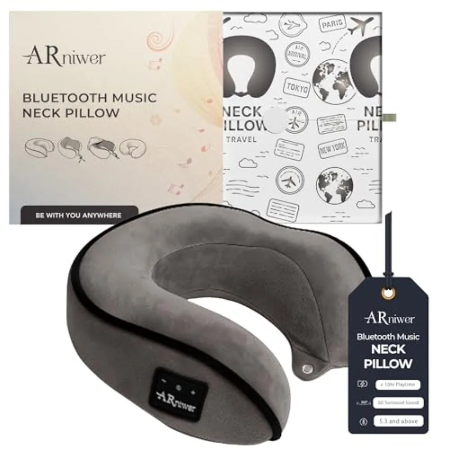 

Bluetooth-колонка полукруглая 360° ° Подушка для шеи с беспроводной Bluetooth-колонкой: идеально для самолета, поезда, автомобиля, офиса, улицы, кемпинга