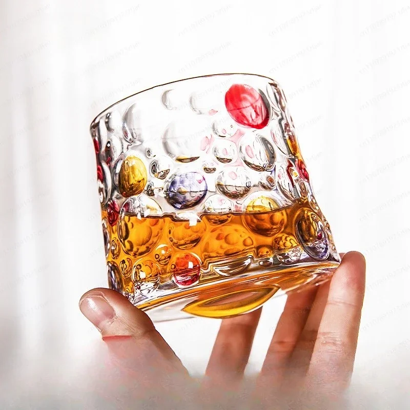Creative thickened rotating whiskey glass pure hand-painted rotating cup stained glass cup