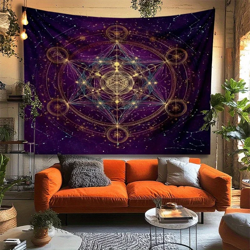 Vibrant Cosmic Mandala Galaxy Science Astrology Bohemian Tapestry Wall Hanging Decoration for Living Room Bedroom