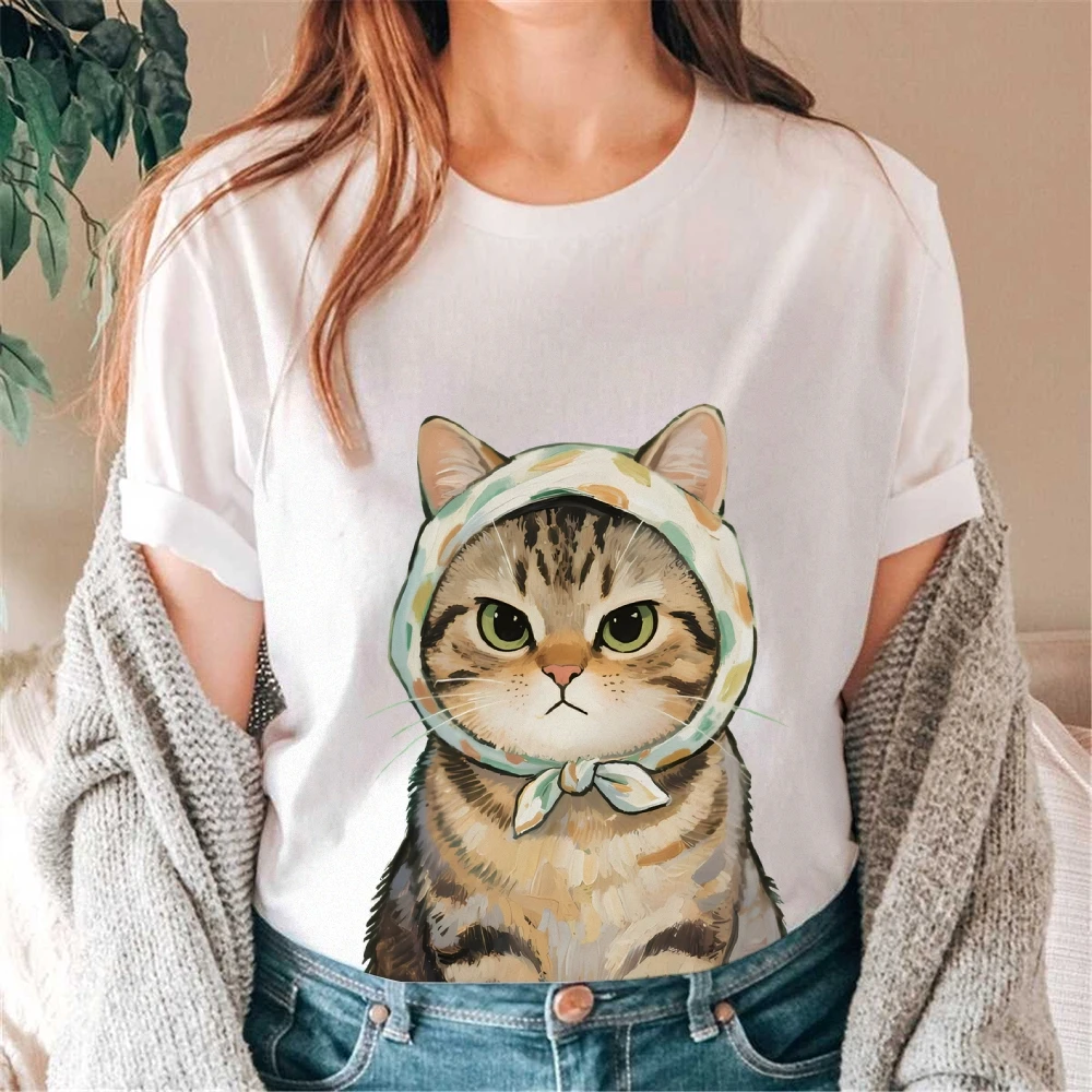 

Cat in Floral Bonnet Graphic T - Shirt, Chic & Whimsical Vibe, Unique Design, Soft Fabric, Ideal for Casual Cute Outfits