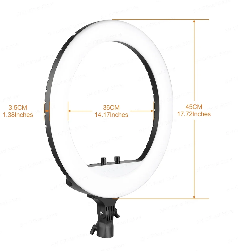 SH 18 Inch Knob Ring Light LED Selfie Video Lamp With Tripod Stand Phone Clip For YouTube Live Lighting Photo Photography Studio