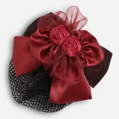 i-Remiel Hair Cover Tulle Clip Ribbon Bowknot Bow Bun Net Snood Crochet Cover Tiara Accesories Clip Lady