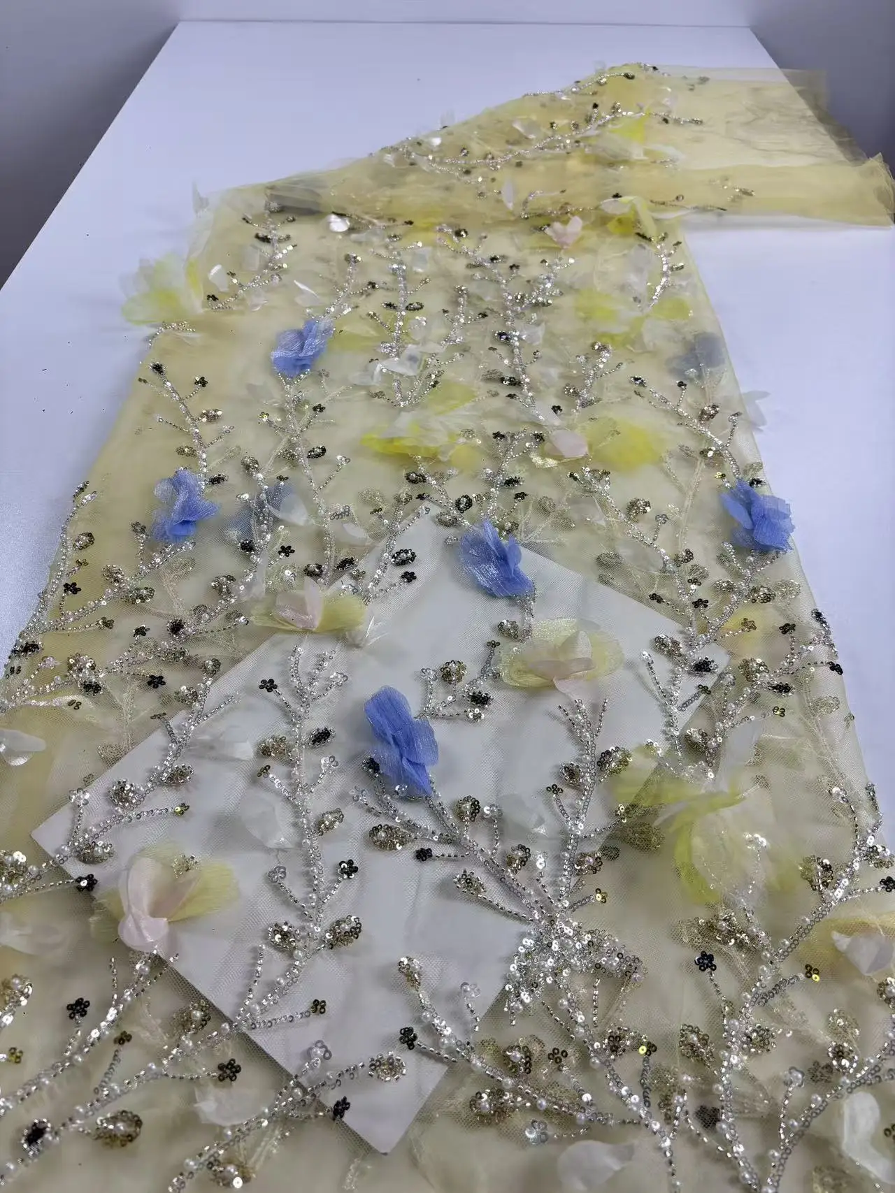 

Африканская нигерийская 3D аппликация, кружевная цветочная ткань, высокое качество, 2025 г., с блестками, вышивка бисером, французская для роскошной свадебной вечеринки