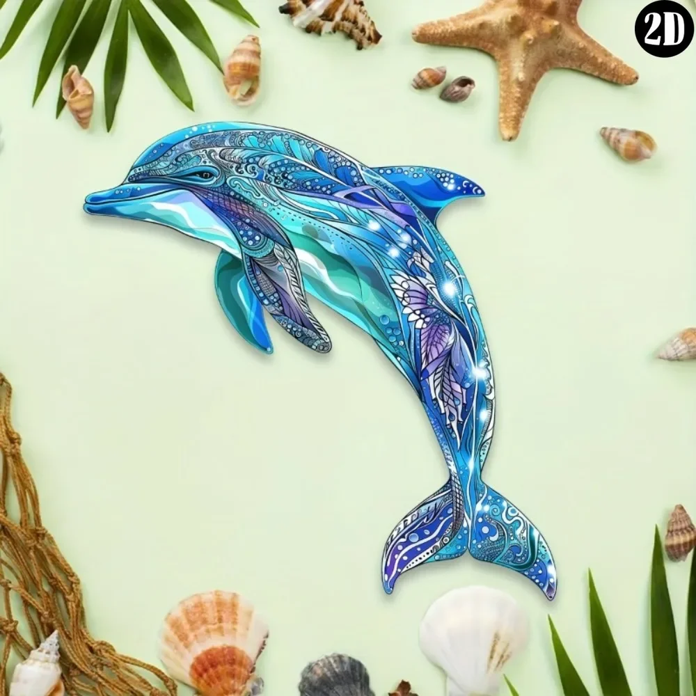 CIFBUY Metal Wall Art Dolphin Decor Rust Resistant Easy Mount Ocean Sculpture For Home Wall Decor