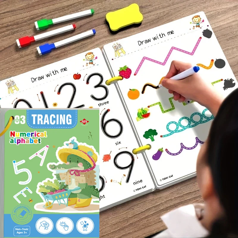 English Reusable Magical Tracing Workbook Educational Montessori Books for Children Pen Control Training Calligraphy Copybook