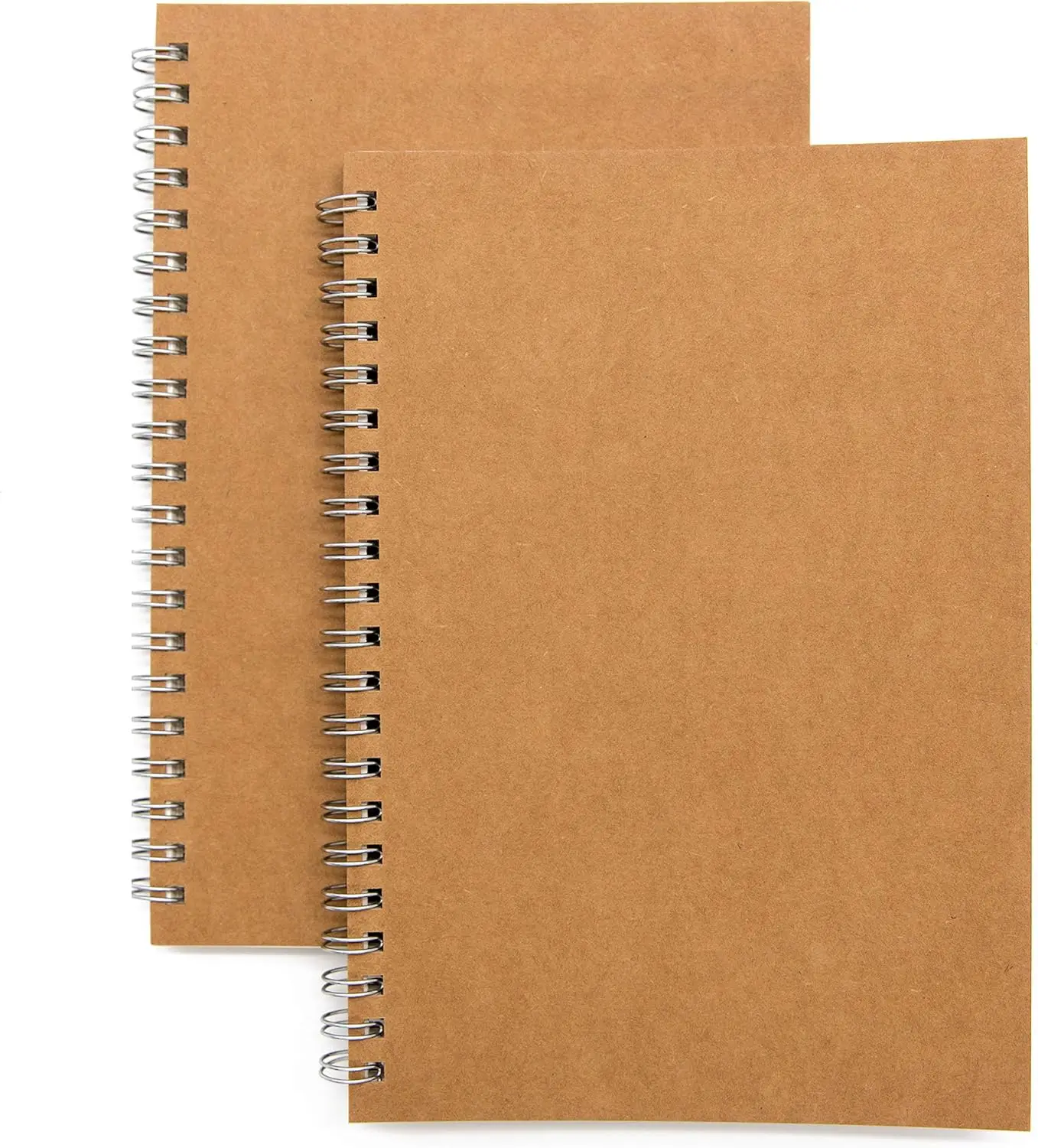 Spiral Notebook 2-Pack with Blank Pages, 7.5x5.1 inch Sketch Book for Drawing, Journaling, and Note Taking, 100 Pages, Brown