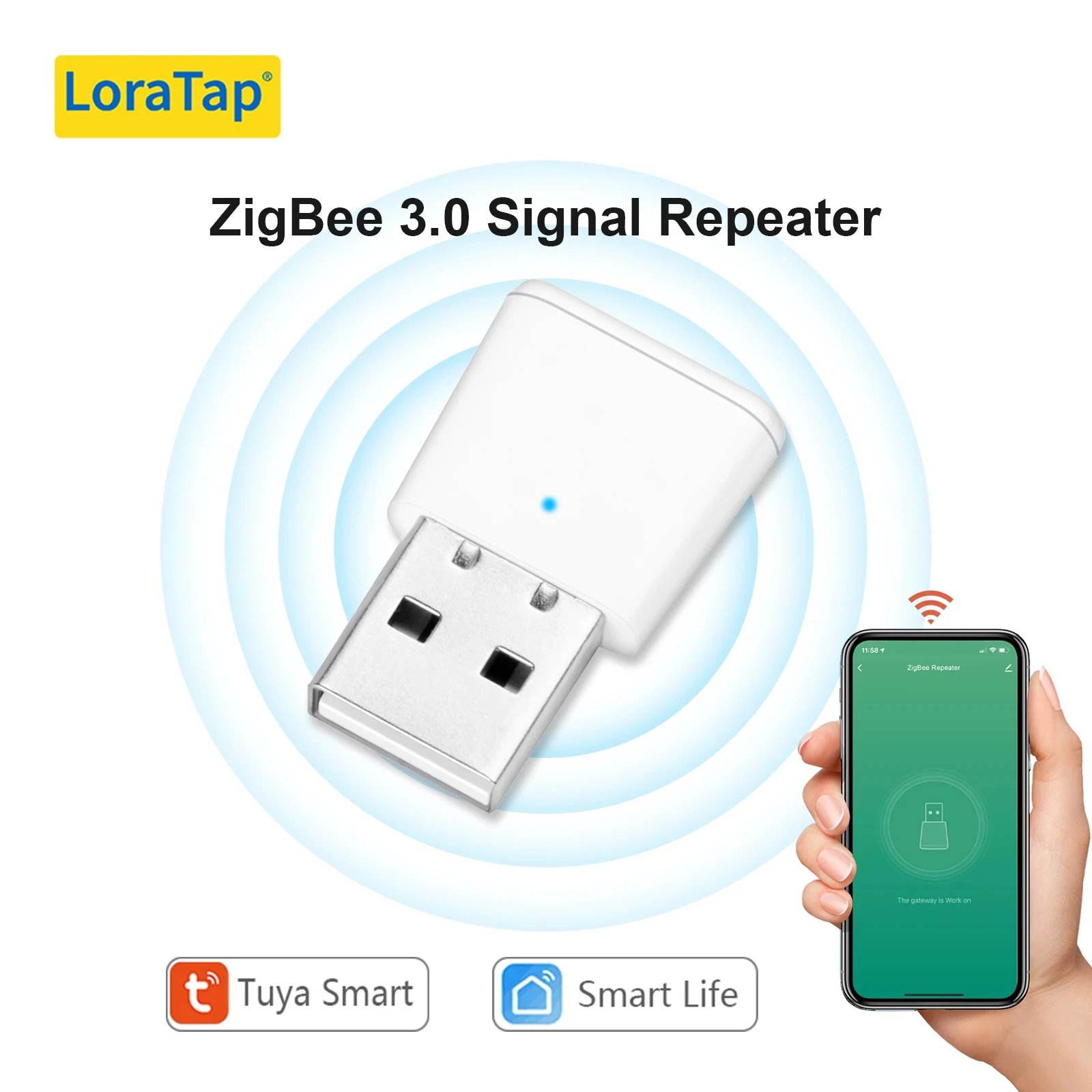 LoraTap Tuya ZigBee 3.0 Signal Repeater USB Extender Mini Size for Smart Life Devices Mesh Deconz Automation Gateway Hub Need