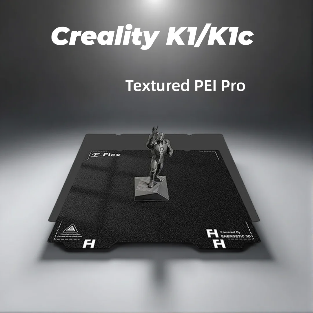 

ENERGETIC Creality K1/K1 Max Black PEI Pro Build Plate 235x235/310x315mm Double Sided Textured Flexible Spring Steel Sheet