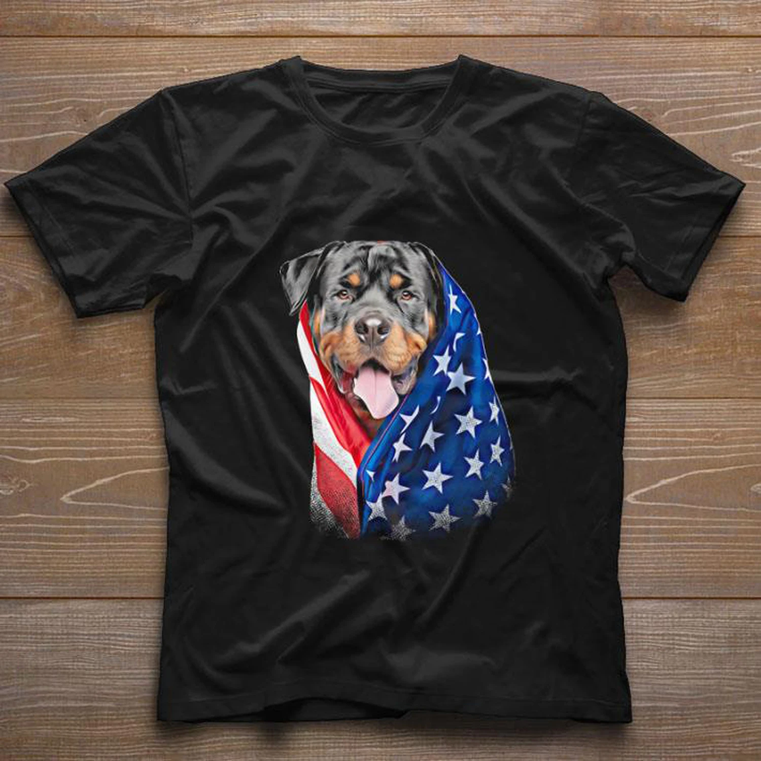 Fashion American Flag Rottweiler T Shirt. Short Sleeve 100% Cotton Casual T-shirts Loose Top Size S-3XL