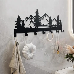 Ddpnkl Beautiful mountain forest shape metal key holder wall hooks organizer door entryway hallway kitchen wall decor rack hook