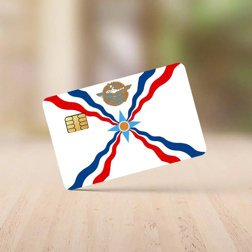 العلم ملصقات بطاقة الائتمان الآسوري الجلد لحافلة البنك مترو 4 قطع غطاء فيلم هدية