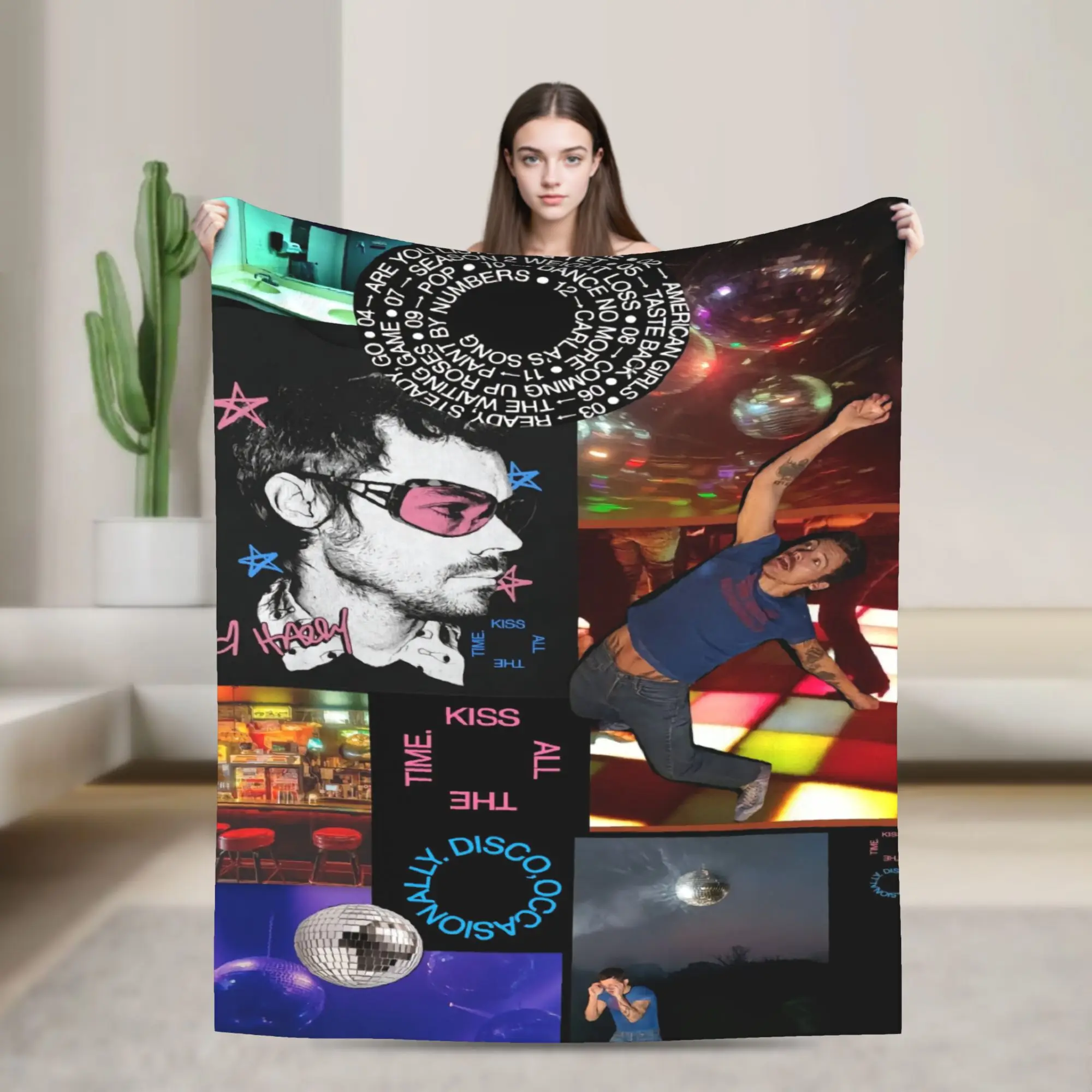 Warm Blanket Travel Office Harrys Styles Kiss All The Time Disco Throw Blanket Funny  Bedspread For Living Room