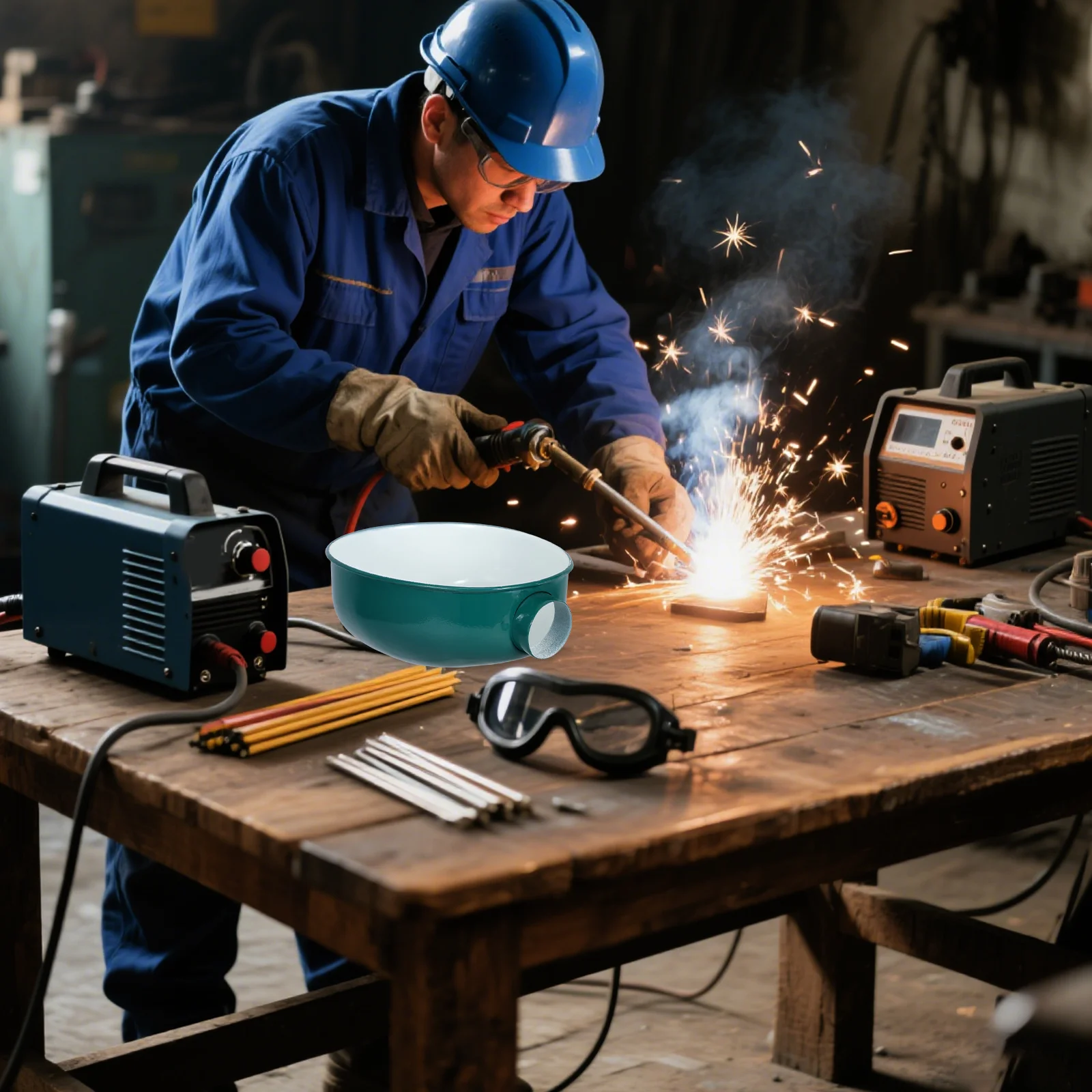 غطاء مصباح منضدة أخضر بيضاوي من سبائك الألومنيوم غطاء تركيب المصابيح الصناعية ورشة عمل عاكس الضوء لاستبدال الآلة