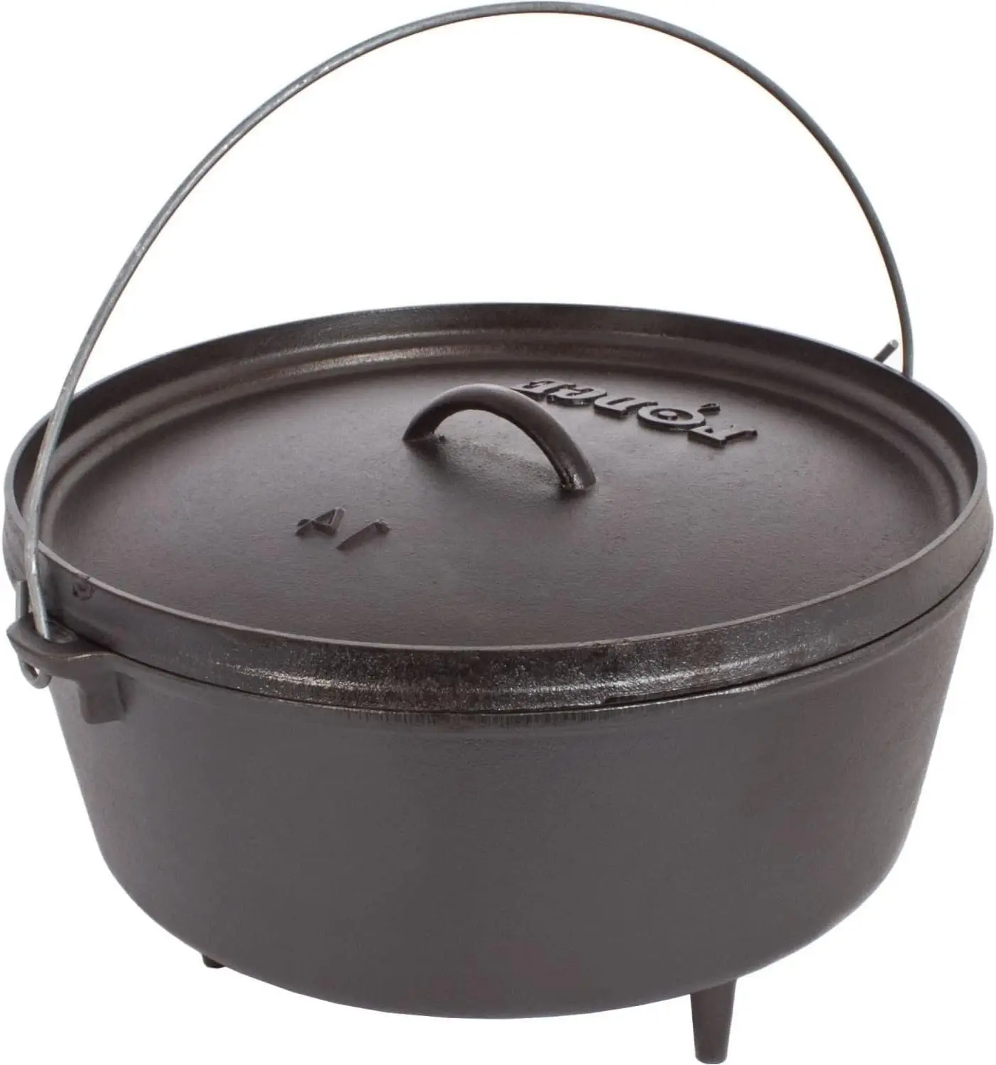 

5 Quart Pre-Seasoned Cast Iron Camp Dutch Oven with Lid - Dual Handles - Use in the Oven, on the Stove, on the Grill or over the