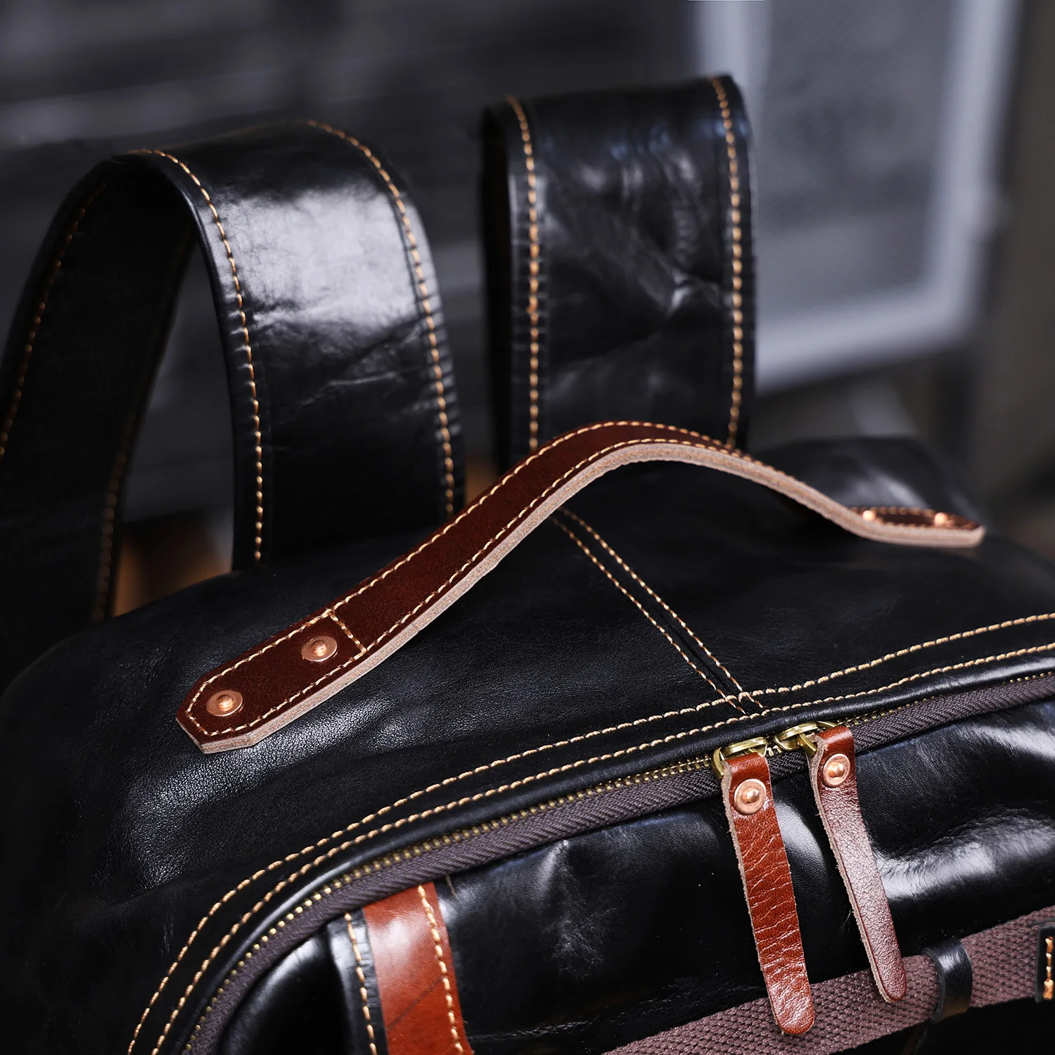 S.WORKER Lässiger Rucksack aus echtem Rindsleder für Herren, 16-Zoll-Laptop-Rucksack, Tagesrucksack mit großer Kapazität, Reisetasche, Schultasche – Detail 9