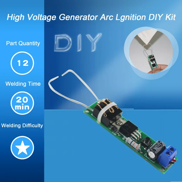 Generator wysokiego napięcia Zapalnik łukowy Zestaw do samodzielnego montażu Zapalniczka Zestaw generatora łuku do samodzielnego zestawu do produkcji elektroniki DC3-5V