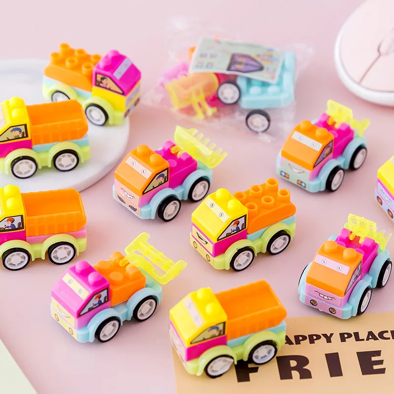 10Pcs Creative Puzzle Building Block Cars DIY Construction Vehicle Toy Kids Baby Shower Birthday Party Gifts Party Favors Pinata