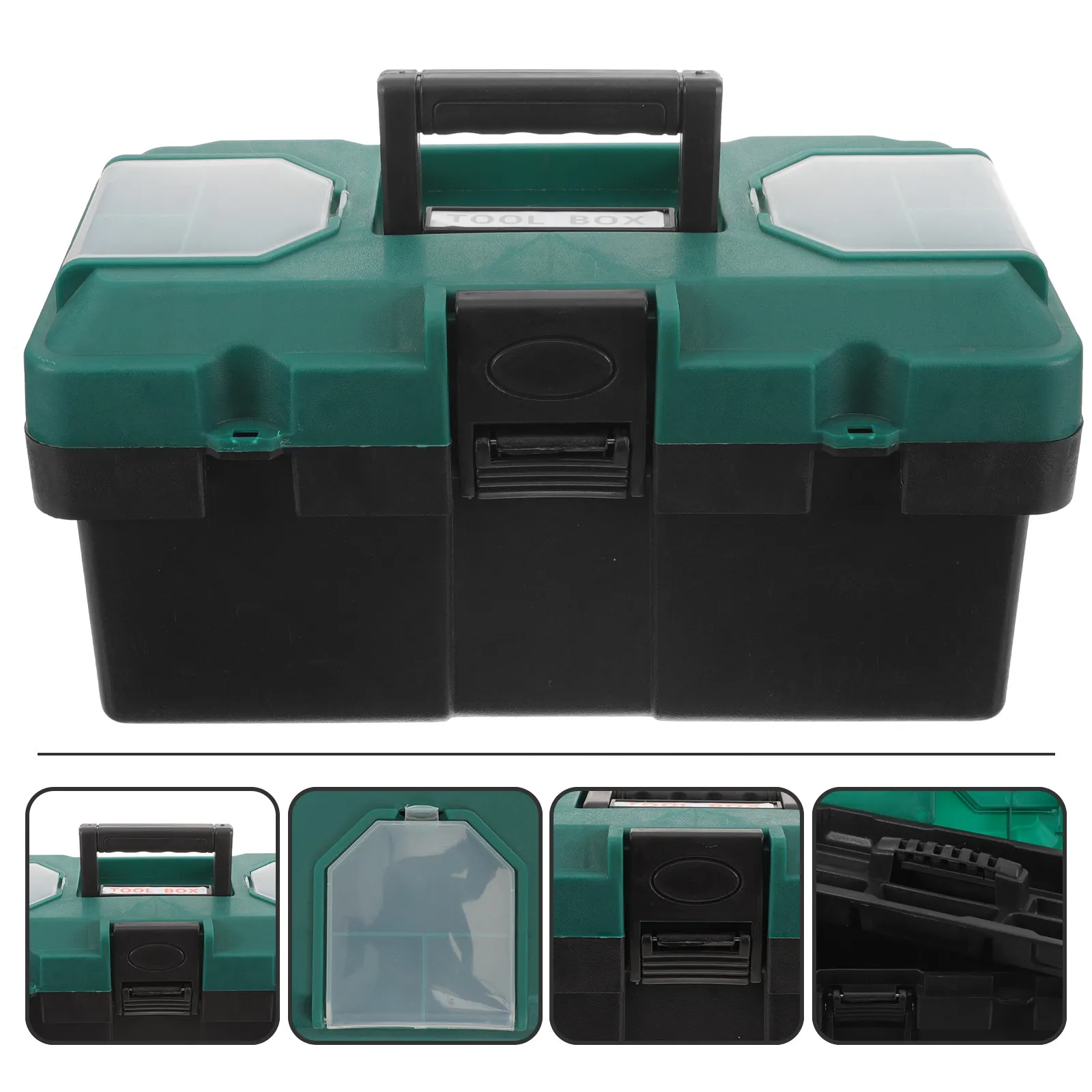 14 Inch Portable Plastic Toolbox Heavy Duty Tool Storage Box for Home Electrical Vehicle Maintenance Mechanics with Compartments