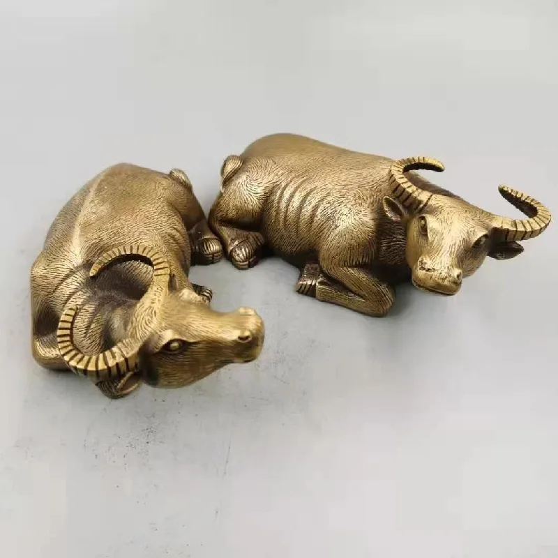 Brass cow ornament, lying cow, copper buffalo home craft ornament, cow decoration