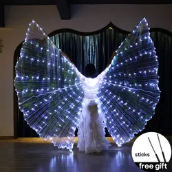 For Adult Belly Dance Colorful Alas 145cm LED Wings Performance Fluorescent Butterfly Isis Wings Carnival Festival Outfit