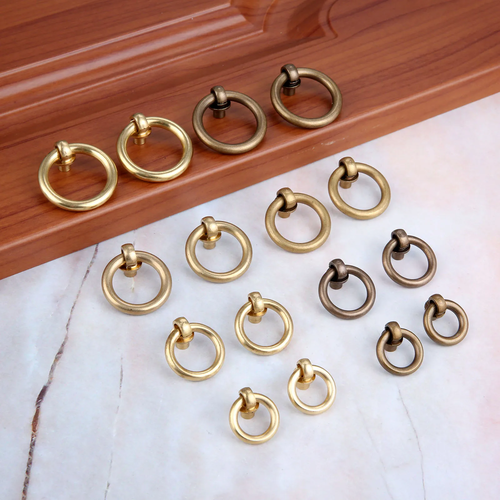2pcs Brass Handle Pulls w/screws 20mm-35mm 0.8