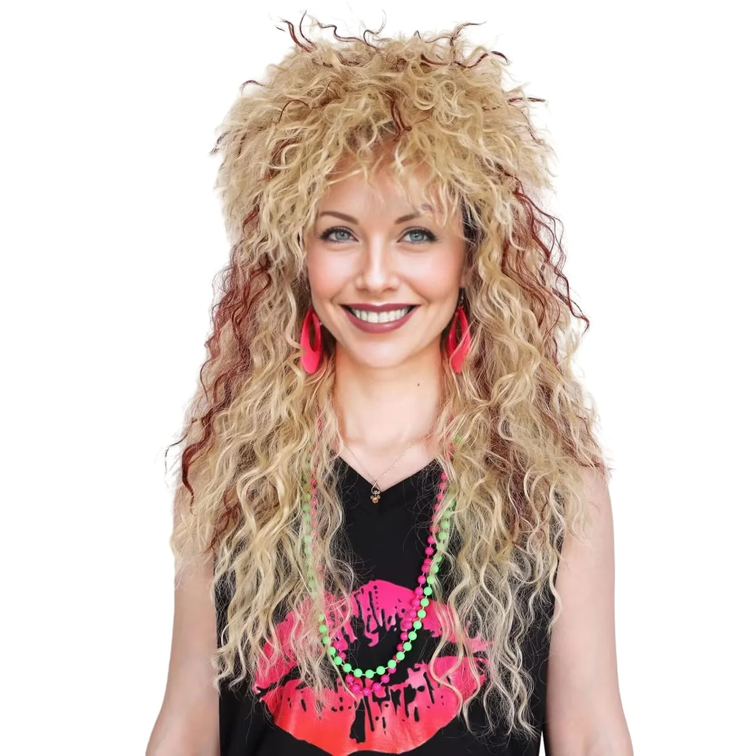 

Synthetic Long Curly 80s Women Blonde with Reddish Brown Rocker Wig
