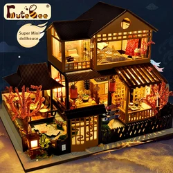 Cutebee-Mini casa de muñecas de madera para niños, muebles de jardín Sakura, Kit de construcción, juguetes, regalos