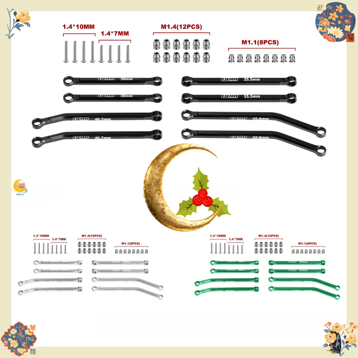 

Передние и задние тяги рулевого управления GPM для одного автомобиля 1/30 SCX30 Ford Lie Horse/Wrangler, алюминиевые аксессуары для автомобилей с высоким клиренсом AXIAL 7075