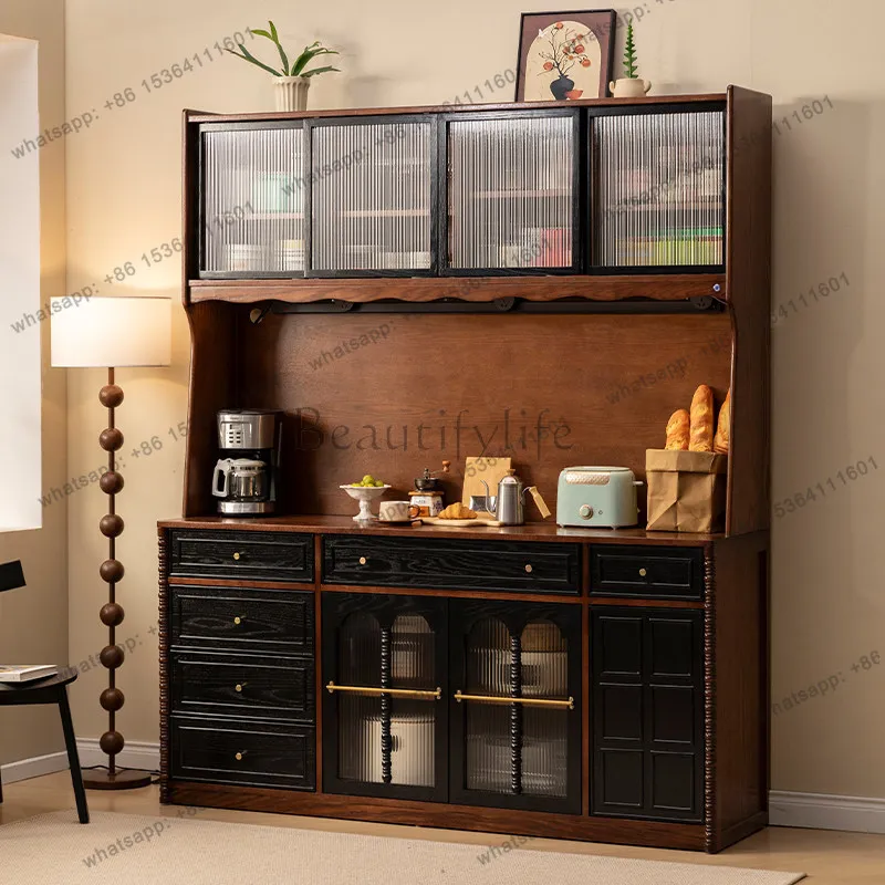 FG French solid wood sideboard integrated wall-mounted storage American-style sintered stone high cabinet