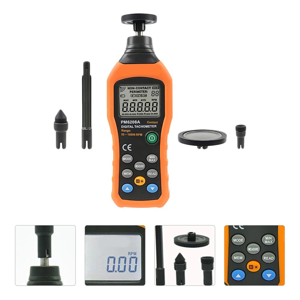 

1Pcs Handheld Tachometer Digital Speedometer Electronic Gauge Tester with Ergonomic Body Two-Shot Molding Technology Clear