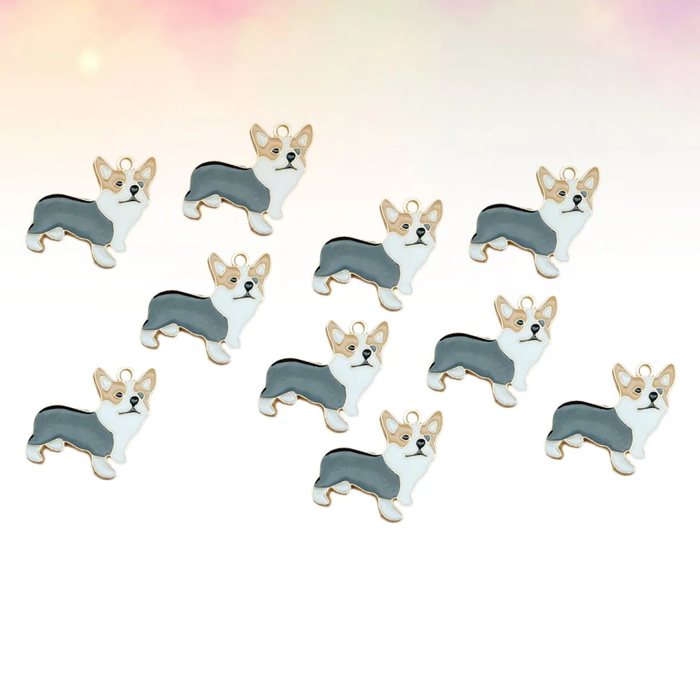 

10 Pcs Corgi Pendant Alloy Jewelry Parts Necklace Accessory Funny Handmade Lightweight Pet Charm Craft Supplies for Earrings