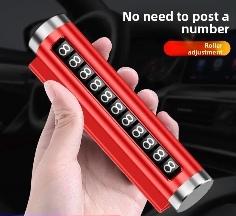 Aluminum Alloy Roller Car Temporary Parking Number Plate, Rotatable Adjustable Number Holder, Hidden Phone Numbe