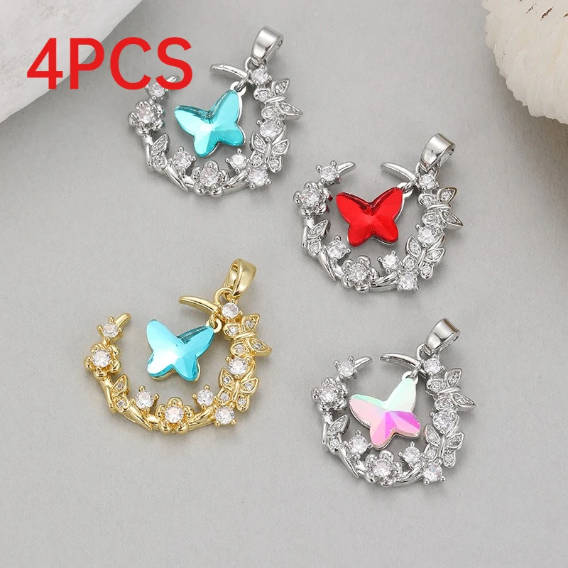

4Pcs Unique Design Rhinestone Dream Moonlight Butterfly Charms DIY Pendants Accessories For Necklaces Jewelry Making