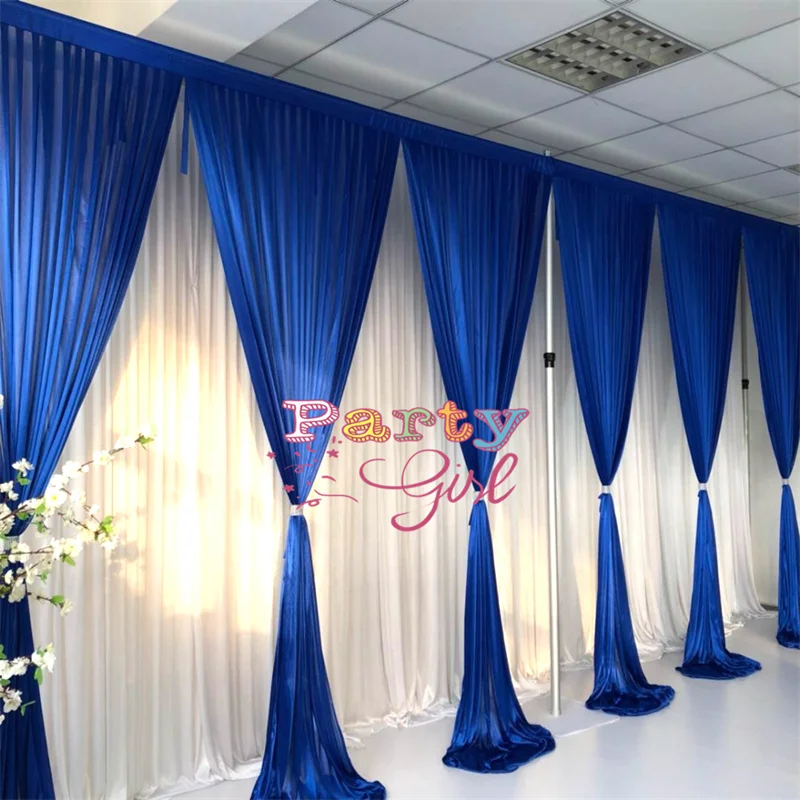 3x6m Royal Blue Ice Silk Backdrop Curtain Swag Drapery Stage Background For Wedding Event Party Decoration