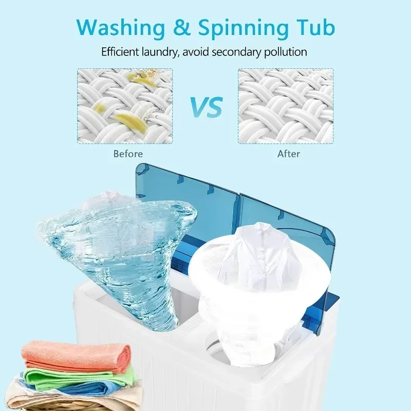 Rondella compatta portatile con manopole di controllo funzione Timer pompa di scarico lavatrice