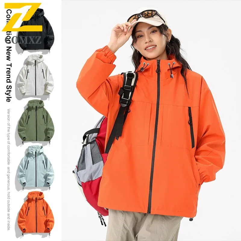 

COMXZ Mens Jackets Gradient Hooded Adventure Windbreaker Spring Autumn Oversize Plus Size Outdoor Climbing Lightweight Jacket