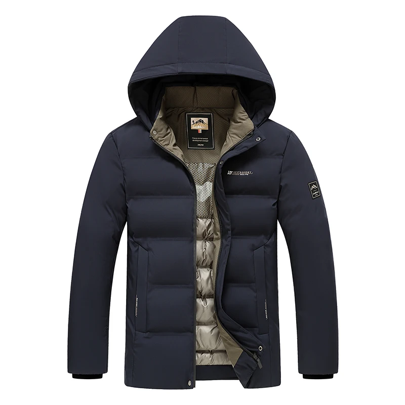 Winter Keep Warm Thickening Solid Coat Outdoors Fashion Removable Hat Jacket New Fashion Casual Comfort Windproof Men Parka